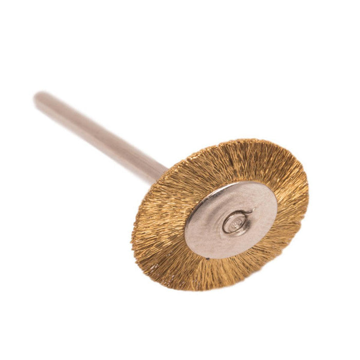 Pack-3 Brass 3/4" Wire Brushes-Crimped .005" Single Row Mounted On 3/32" Shanks - Otto Frei