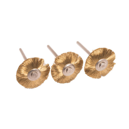 Pack-3 Brass Straight 1" Single Row Wire Brushes Mounted On 3/32" Shanks - Otto Frei