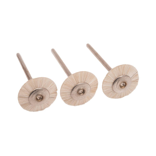 Pack-3 Extra Soft 3/4" Thin Single Row Natural Bristle Brushes on 3/32" Shanks - Otto Frei