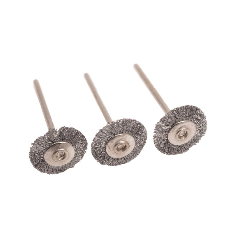 Pack-3 Steel 3/4" Bristle Brushes-Crimped .005" Single Row Mounted On 3/32" Shanks - Otto Frei