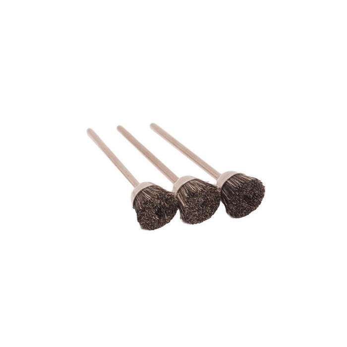 Pack-3 Supra MM Soft 1/4" Trim Natural Bristle Cup Brushes 9/16" Diameter Mounted on 3/32" Shanks - Otto Frei