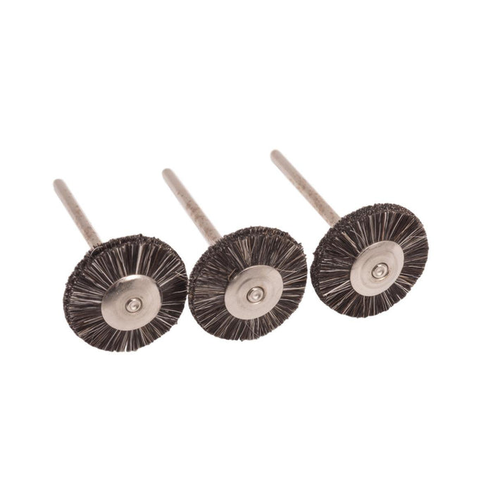 Pack-3 Supra MM Soft 3/4" Thick Double Row Natural Bristle Brushes Mounted On 3/32" Shanks - Otto Frei