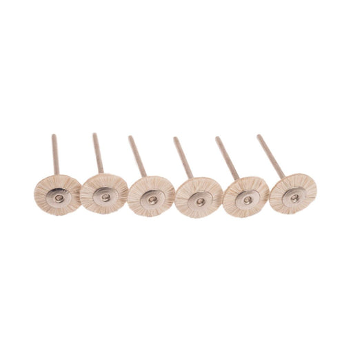 Pack-6 Extra Soft 3/4" Thick Double Row Natural Bristle Brushes on 3/32" Shanks - Otto Frei