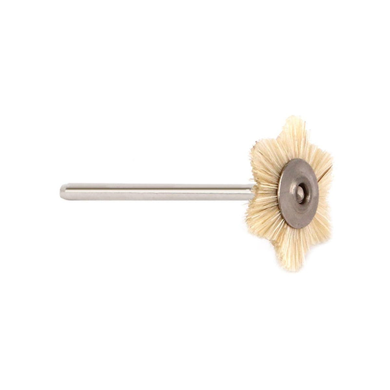 Pack of 12-White Goat Hair Soft Wheel Star Brush-22mm Mounted on 3/32" Shank - Otto Frei
