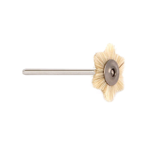 Pack of 12-White Horse Hair Medium Stiff Wheel Star Brush-22mm Mounted on 3/32" Shank - Otto Frei