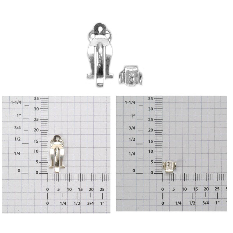 Pack of 2 Each-Sterling Silver Medium Ear Clip Lever & Lug Set - Otto Frei