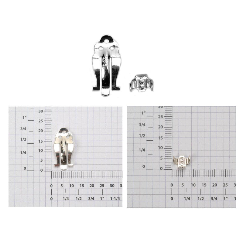 Pack of 2 - Sterling Silver Ear Clips Large Lever & Lug Set - Otto Frei