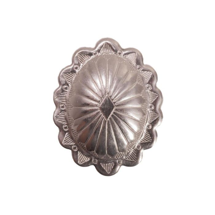 Pack of 2 - Sterling Silver Stamped Oval 3/4" Scalloped Flower Conchos - Otto Frei