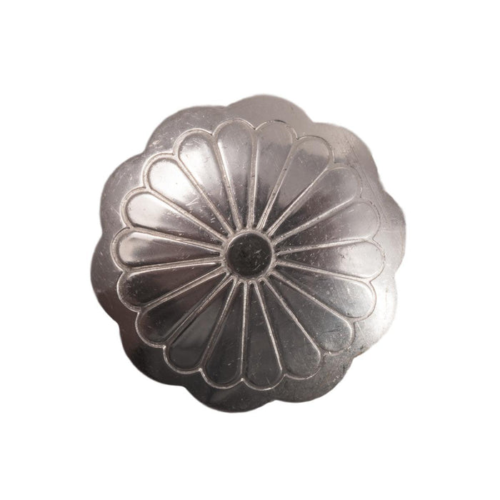 Pack of 2 - Sterling Silver Stamped Round 3/4" Scalloped Daisy Flower Conchos - Otto Frei