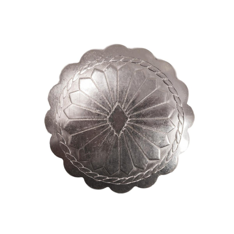 Pack of 2 - Sterling Silver Stamped Round 3/4" Scalloped Diamond Flower Conchos - Otto Frei