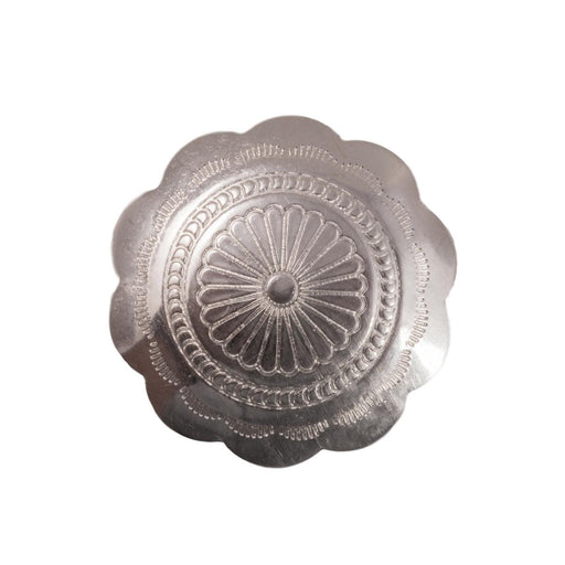 Pack of 2 - Sterling Silver Stamped Round 3/4" Scalloped Flower Conchos - Otto Frei