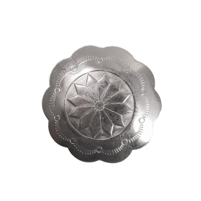 Pack of 2 - Sterling Silver Stamped Round 3/4" Scalloped Poinsettia Flower Conchos - Otto Frei