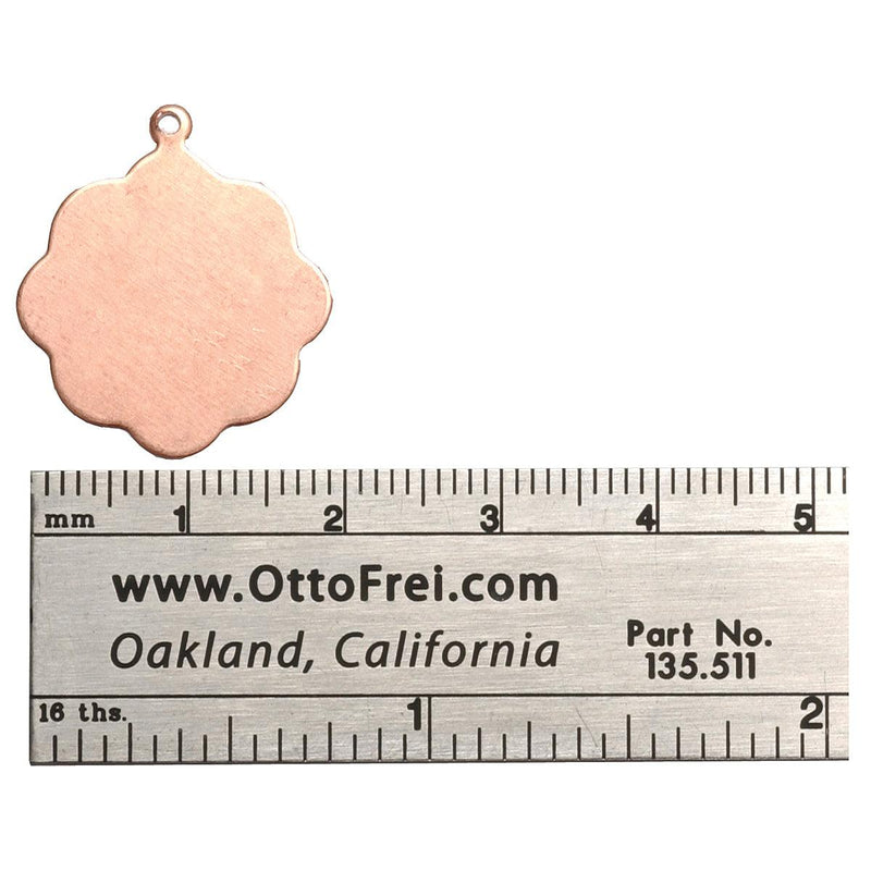 Pack of 6 Copper Shape 24 Gauge Medallion With Ring 13/16" - Otto Frei