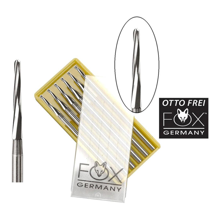 Pack of 6 Fox TC38 Tapered Round Carbide Burs 3/32" Shank .80mm-1.00mm 6 Packs - Otto Frei