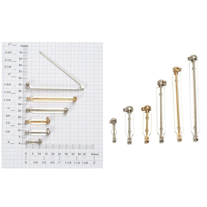 Nickel Silver & Yellow Plated Pin Backs - Packs of 12 - Otto Frei