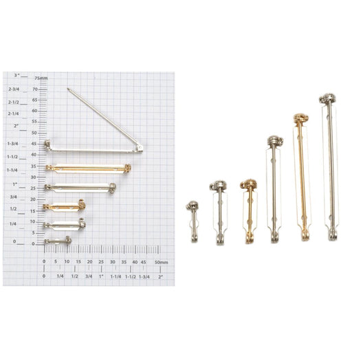 Nickel Silver & Yellow Plated Pin Backs - Packs of 12 - Otto Frei
