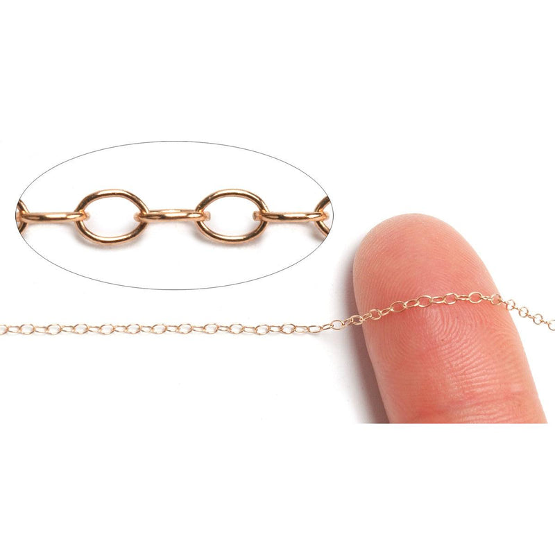 Pink Gold Filled Cable Chain 1.4mm - 5 Ft. (60 Inch) Pack - Otto Frei