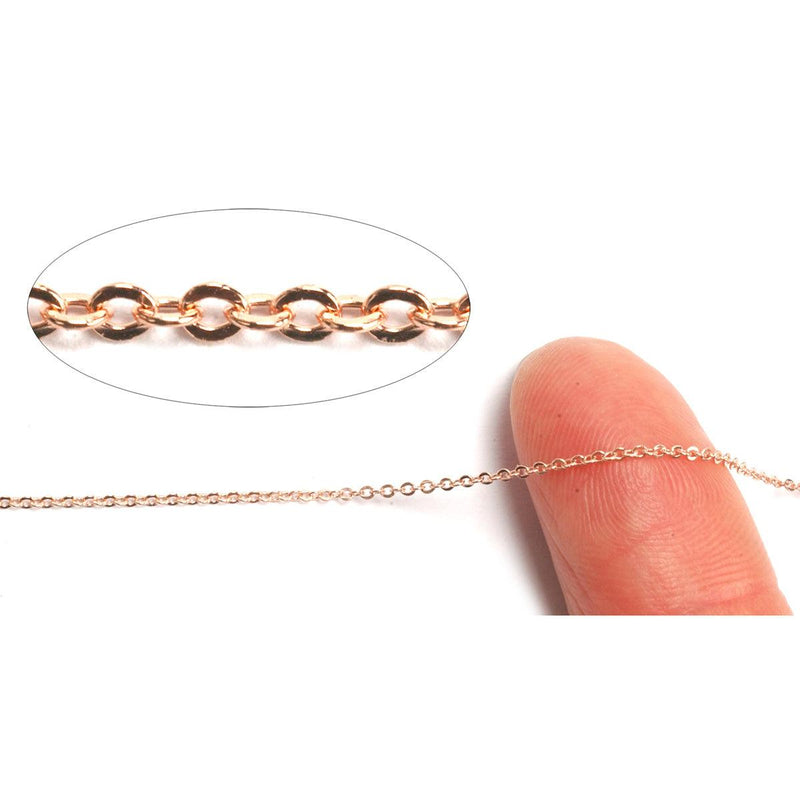 Pink Gold Filled Flat Cable Chain 1.1mm - 5 Ft. (60") Pack - Otto Frei