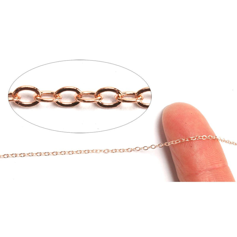 Pink Gold Filled Flat Cable Chain 1.4mm - 5 Ft. (60") Pack - Otto Frei