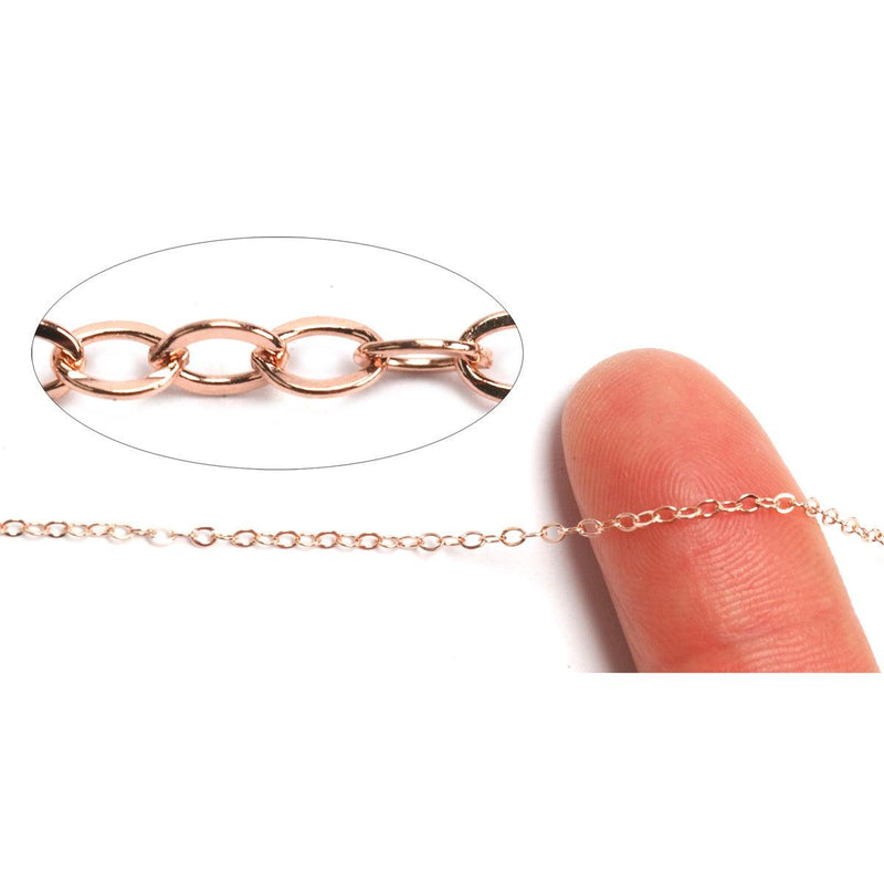 Pink Gold Filled Flat Cable Chain 1.5mm - 5 Ft. (60") Pack - Otto Frei