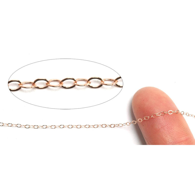 Pink Gold Filled Flat Open Chain 1.4mm - 5 Ft. (60") - Otto Frei