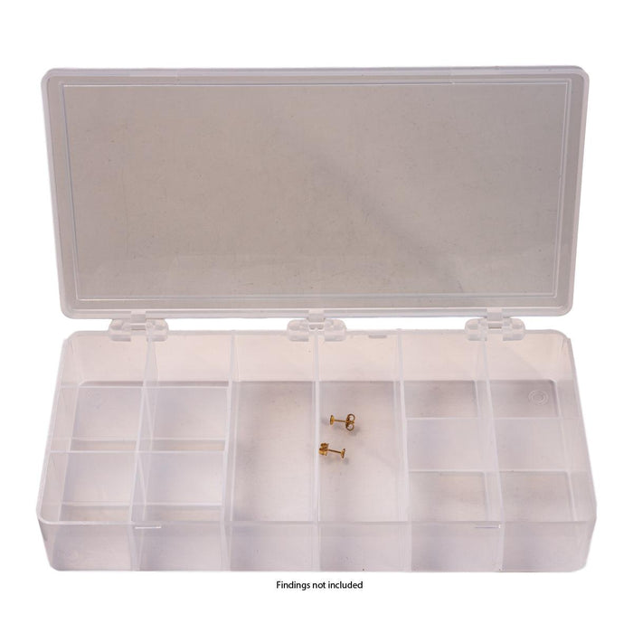 Plastic Storage Box with 12 Compartments-8-1/4" x 4-1/4" x 1-1/4" - Otto Frei