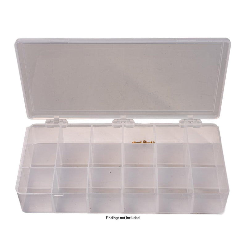 Plastic Storage Box with 18 Compartments-8-1/4" x 4-1/4" x 1-1/4" - Otto Frei