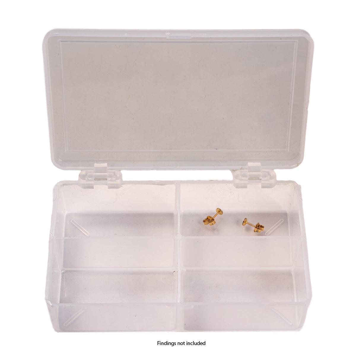 4-Compartment Plastic Storage Box with Hinged Lid | 4-5/8