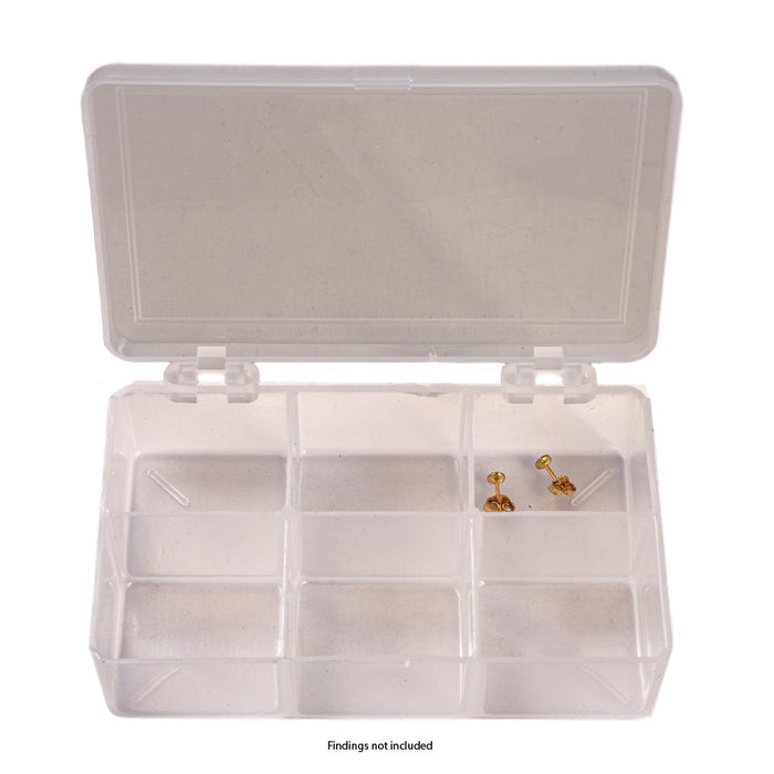 Plastic Storage Box with 6 Compartments-4-5/8" x 2-3/4" x 1-1/8" - Otto Frei