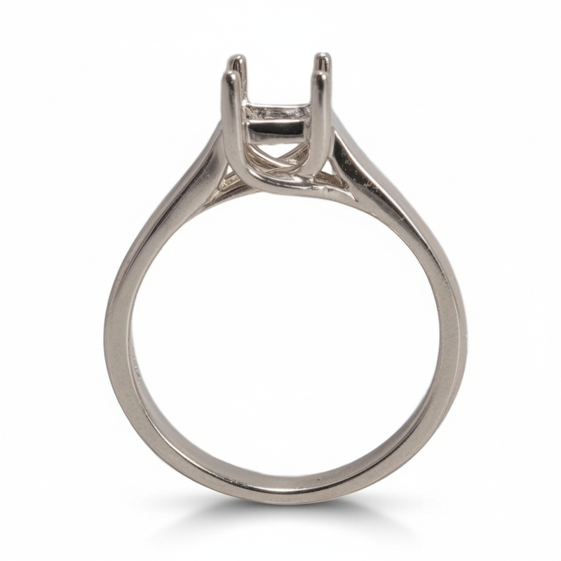 Platinum Square Solitaire Criss-Cross Ring Mountings-4.5 x 4.5mm Center Stone