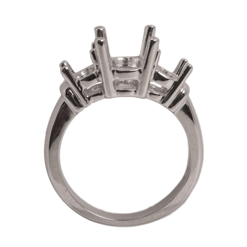 Platinum 3-Stone Oval Ring Mounting-8mm x 6mm Center Stone With Two 5mm x 4mm Oval Sides - Otto Frei