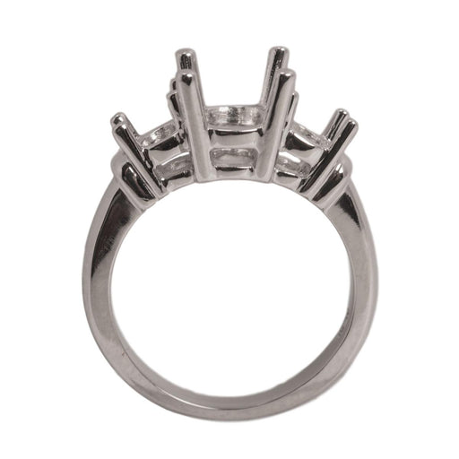 Platinum 3-Stone Oval Ring Mounting-8mm x 6mm Center Stone With Two 5mm x 4mm Oval Sides - Otto Frei