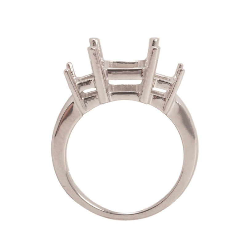 Platinum 3-Stone Square Ring Mounting-Square 5.75mm Center Stone with Two-3.5mm Square Sides - Otto Frei