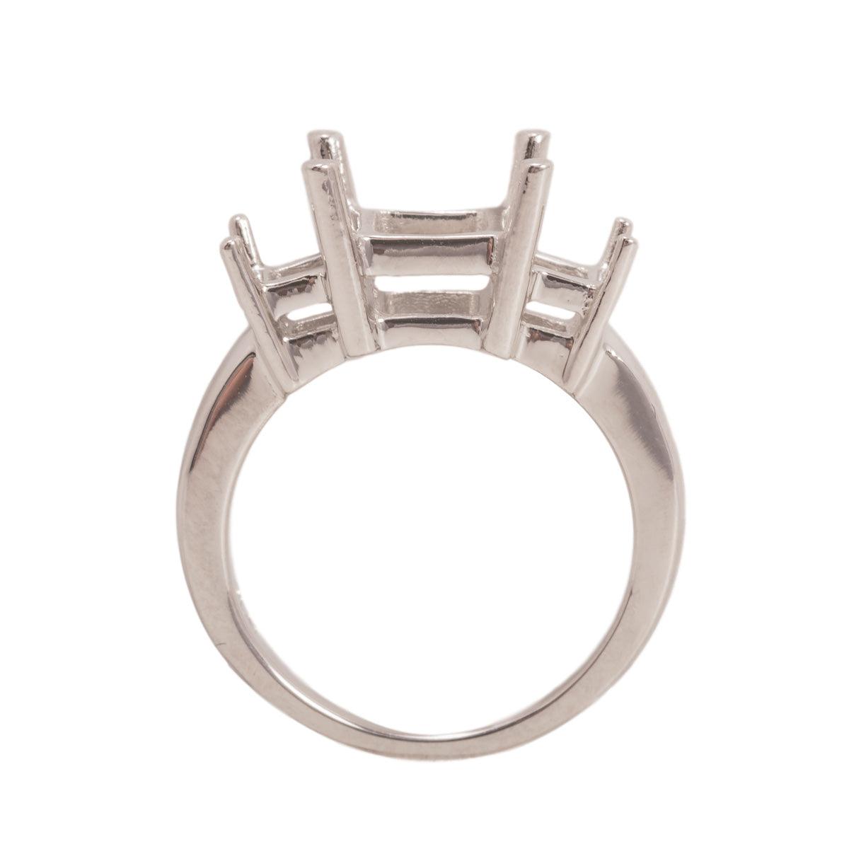 Platinum 3-Stone Square Ring Mounting | 5.75mm Center, 3.5mm Sides ...
