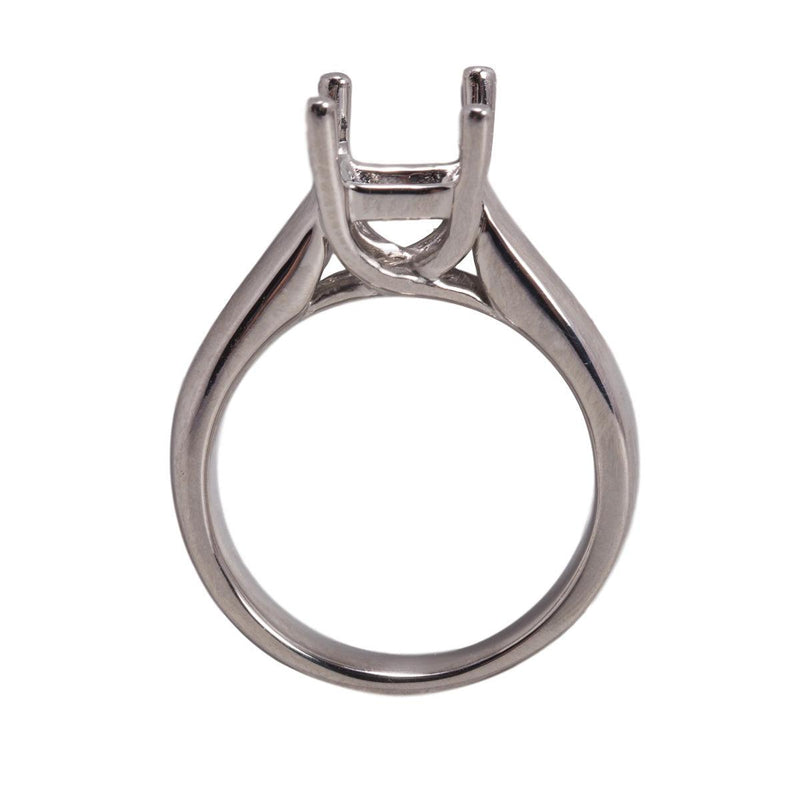 Platinum Square Solitaire Criss-Cross Ring Mounting-6.5 x 5.5mm Center Stone - Otto Frei