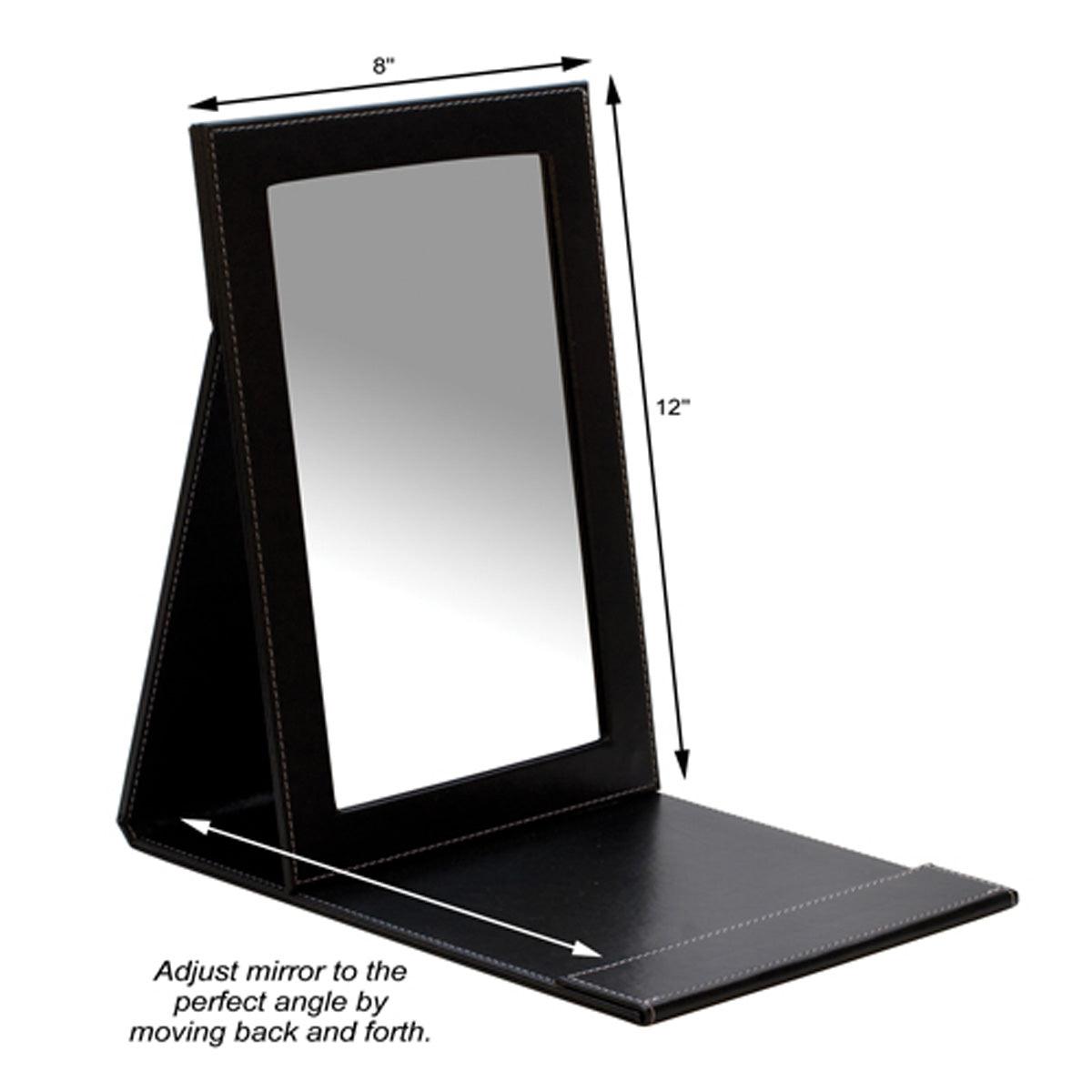 Portable Folding Mirror – Black Faux Leather | Eurotool: Otto Frei
