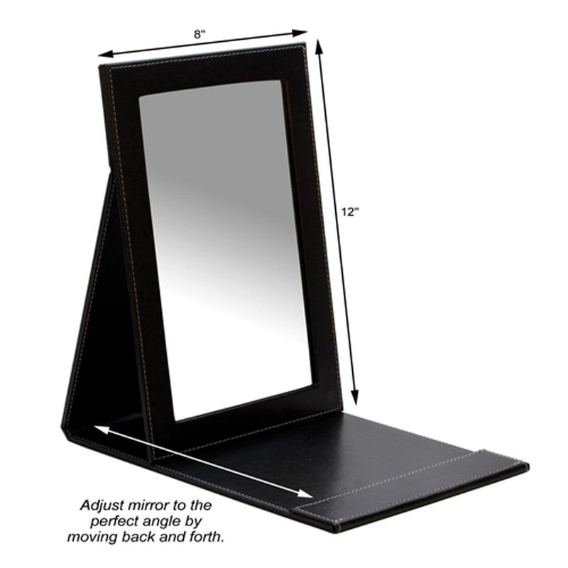 Portable Folding Mirror-Black Faux Leather - Otto Frei