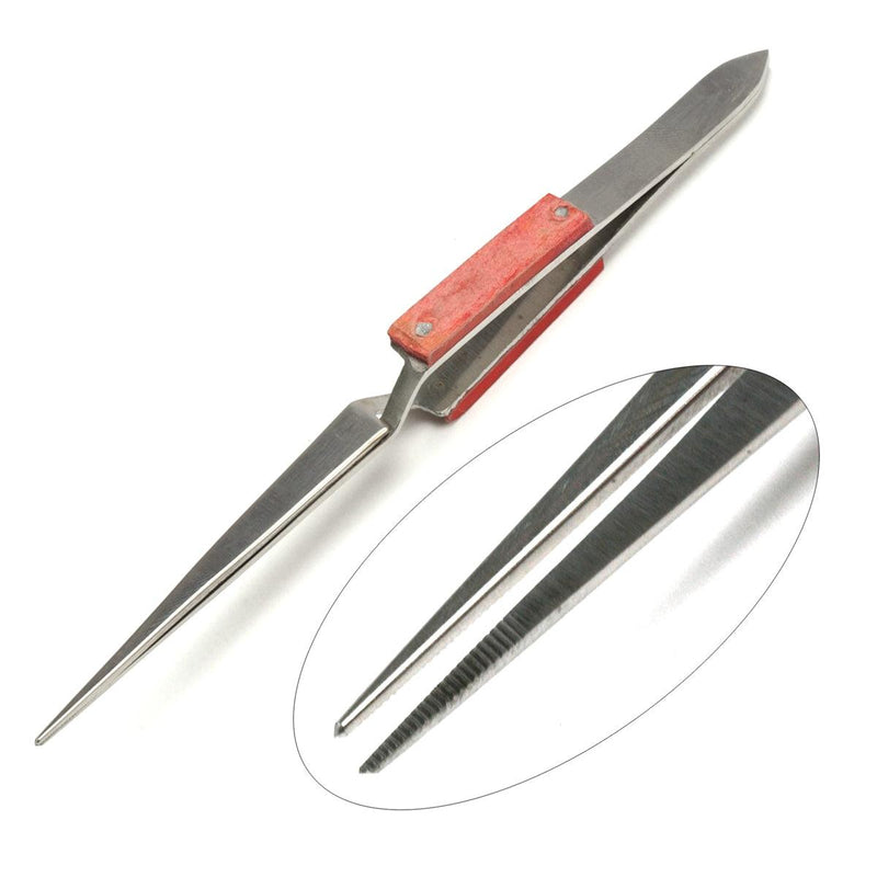 Premium Insulated Cross-Locking Straight Tip Soldering Tweezers-160mm - Otto Frei