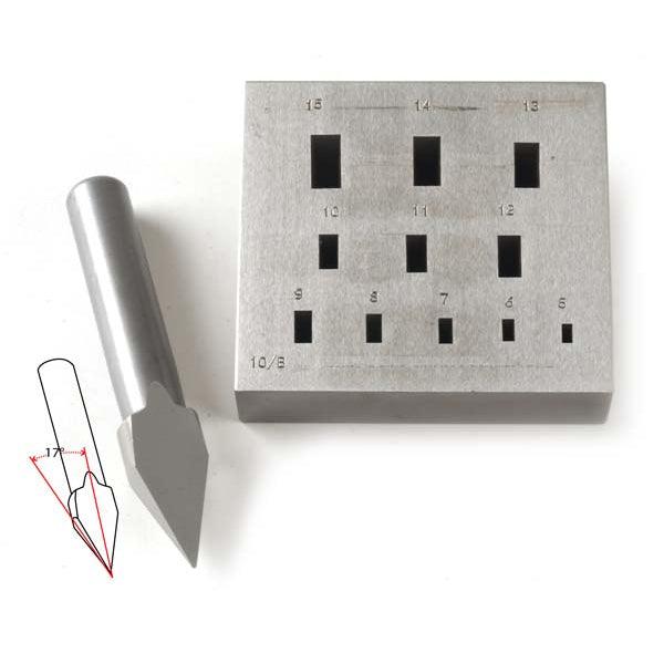 Rectangular Bezel Block-Narrow 5mm x 2.5mm to 15mm x 7.5mm 11 Holes 17 Degree - Otto Frei