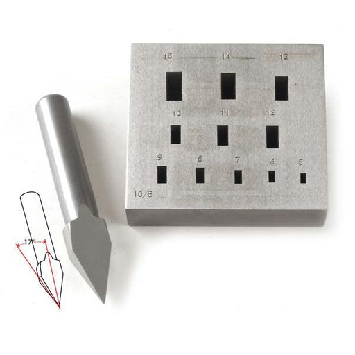 Rectangular Bezel Block-Narrow 5mm x 2.5mm to 15mm x 7.5mm 11 Holes 17 Degree - Otto Frei