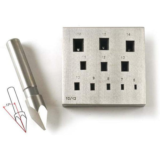 Rectangular Bezel Block-Slightly Narrow 6mm x 3mm to 16mm x 13mm 11 Holes 17 Degree - Otto Frei
