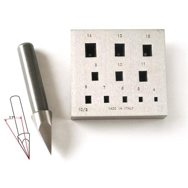 Rectangular Bezel Block-Wide 4mm x 2.8mm to 14mm x 10mm 11 Holes 17 Degree - Otto Frei