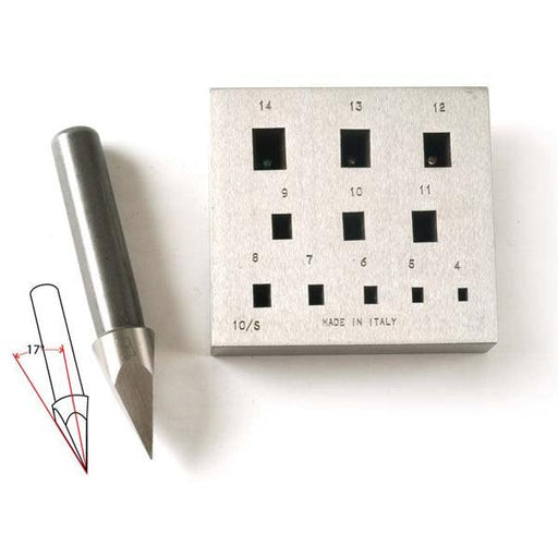 Rectangular Bezel Block-Wide 4mm x 2.8mm to 14mm x 10mm 11 Holes 17 Degree - Otto Frei