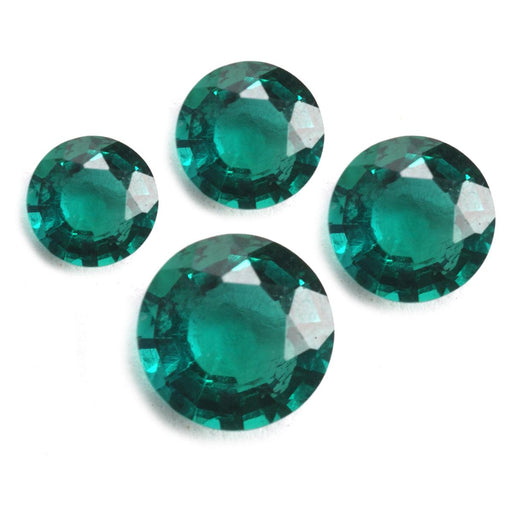 Round Faceted Lab-Created Emerald