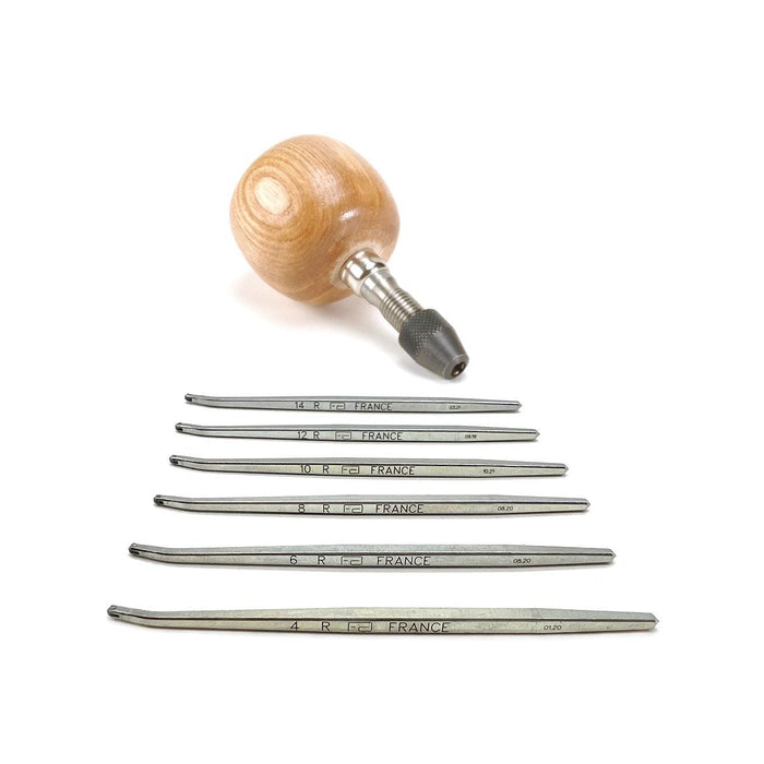 Round Millgrain Tool Set of 6-Even Numbers with Wood Handle - Otto Frei