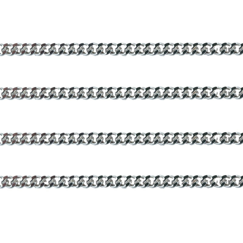 Schofer Germany Sterling Silver Diamond Cut Curb Chain 1.3mm x 0.8mm 5' (60") Pack - Otto Frei