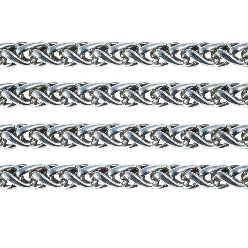 Schofer Germany Sterling Silver Wheat Profiled Wire Chain 4mm Thick 5' (60") Pack - Otto Frei