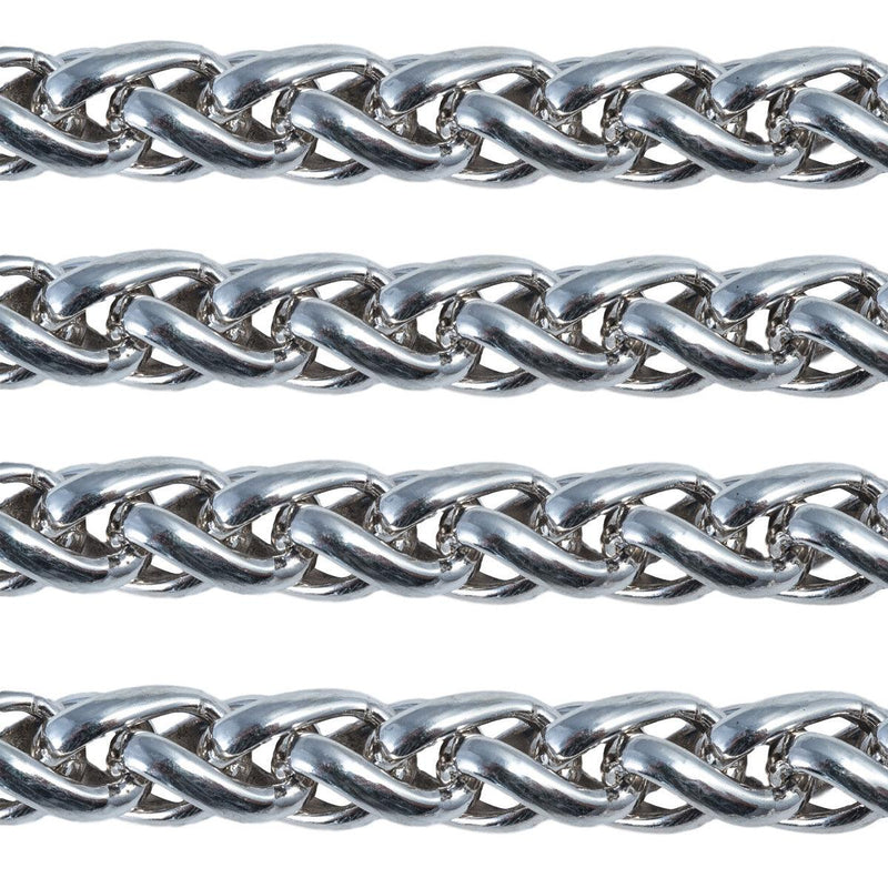Schofer Germany Sterling Silver Wheat Profiled Wire Chain 6mm Thick 5' (60") Pack - Otto Frei
