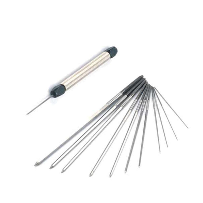 Set of 12 Cutting Broaches-Sizes Range-0.4mm to 4.5mm with Pin Vise Broach Handle - Otto Frei