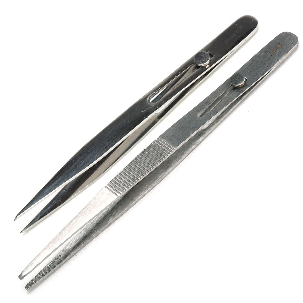 Slidelock Soldering Tweezers Sharp or Round Tip | Otto Frei